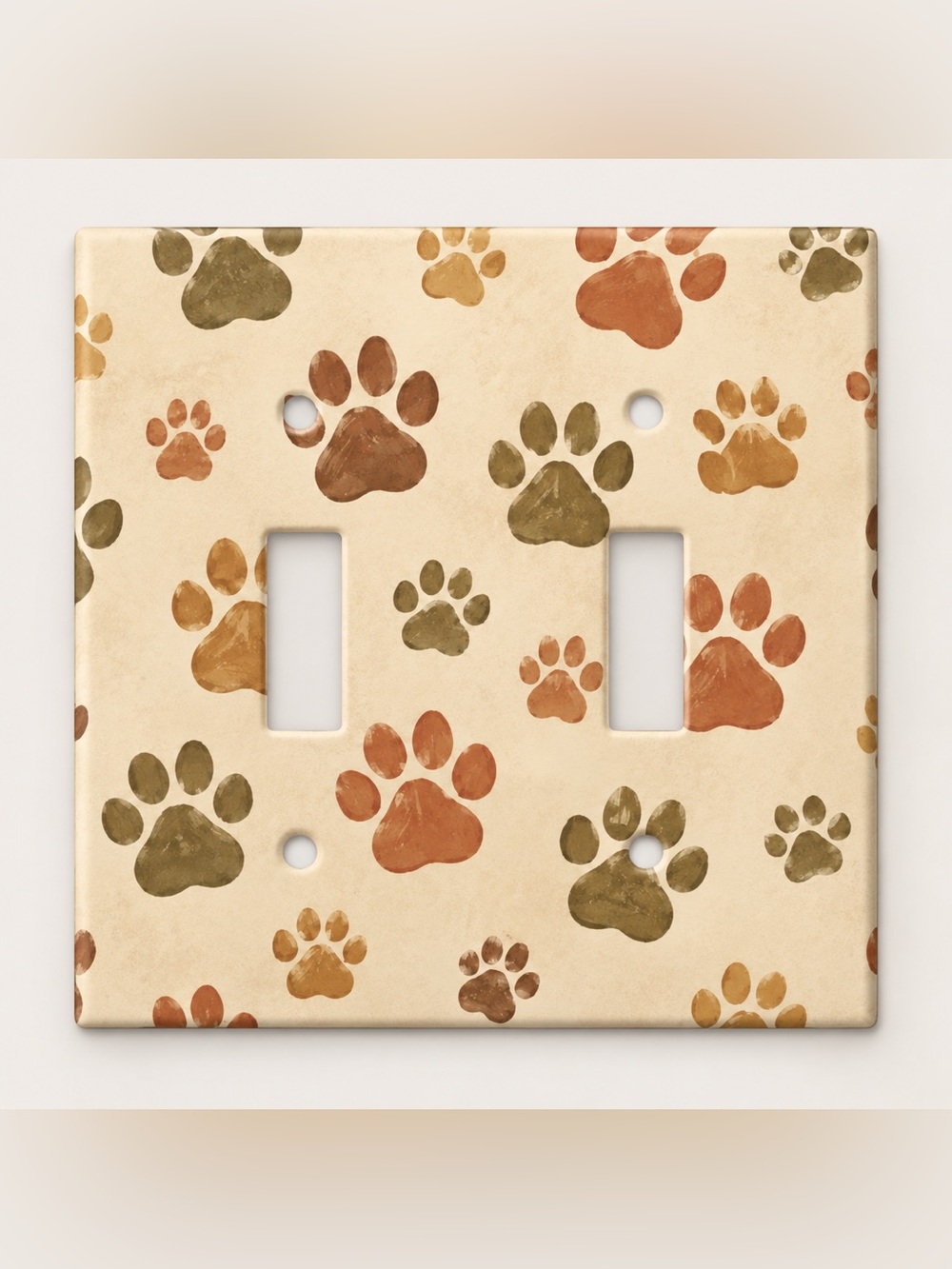 Handmade Paw Print Dog Cat Pet Double Toggle Light Switch Cover Plate